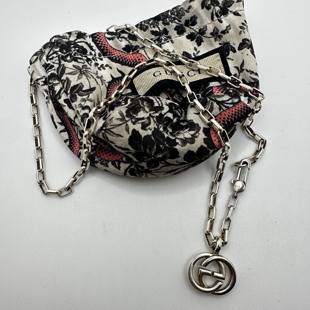 19.75" Authentic Gucci Interlocking necklace in sterling silver w/‎ dust bag!